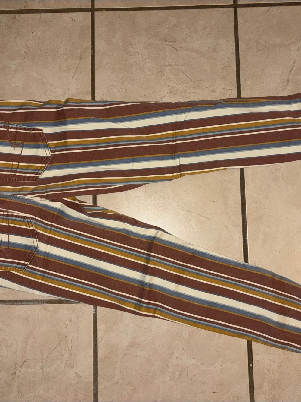 American Eagle Outfitters Brown, Blue & Mustard Striped Jeans - Picture 4 of 6